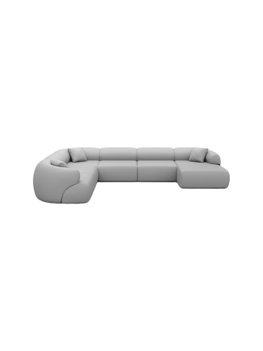
7-Sitzer Design Echtleder Panorama-Sofa „Astoria XXL“ - Echtleder Beige / Lange Seite links