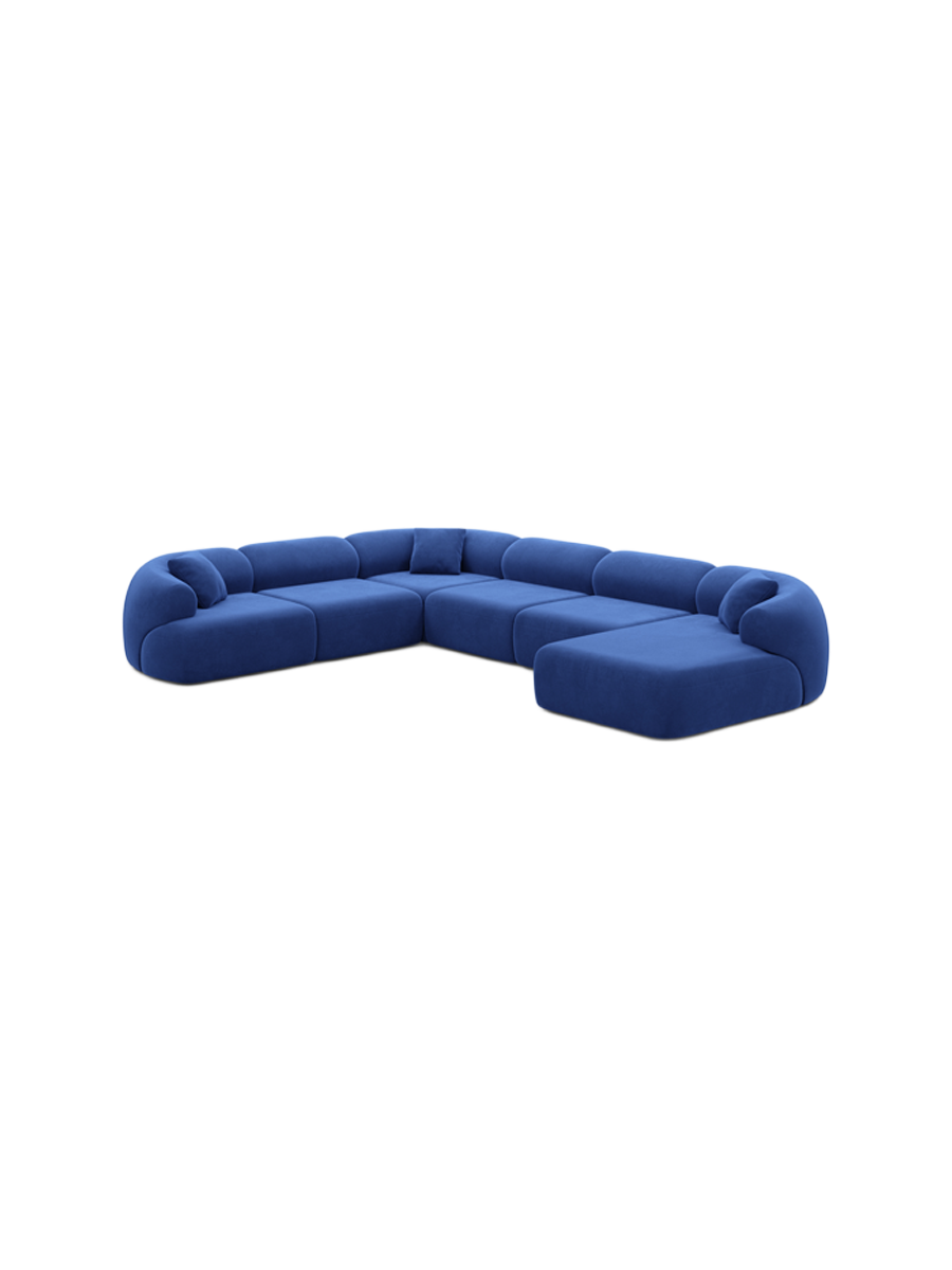 
7-Sitzer Design Panorama-Sofa „Astoria XXL“ mit Samtbezug - Samtbezug Königsblau / Lange Seite links