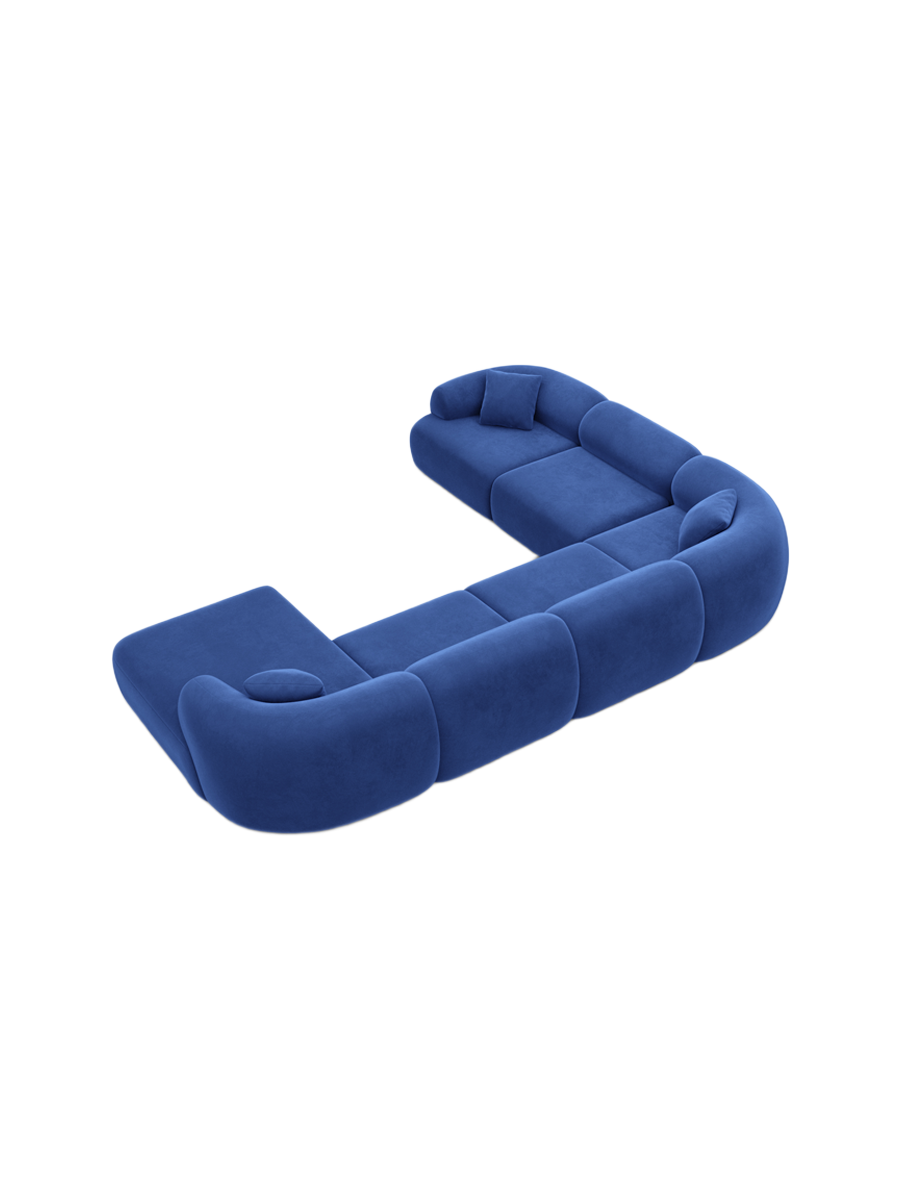 
7-Sitzer Design Panorama-Sofa „Astoria XXL“ mit Samtbezug - Samtbezug Königsblau / Lange Seite links