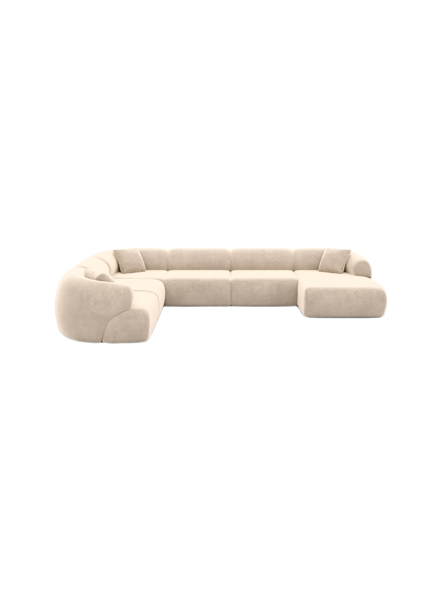 
7-Sitzer Design Panorama-Sofa „Astoria XXL“ mit Samtbezug - Samtbezug Königsblau / Lange Seite links