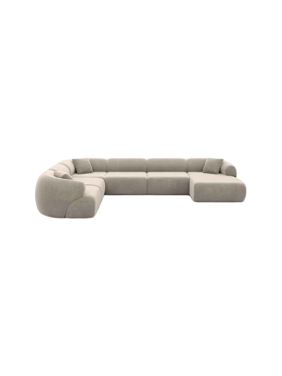
7-Sitzer Design Panorama-Sofa „Astoria XXL“ mit Samtbezug - Samtbezug Königsblau / Lange Seite links