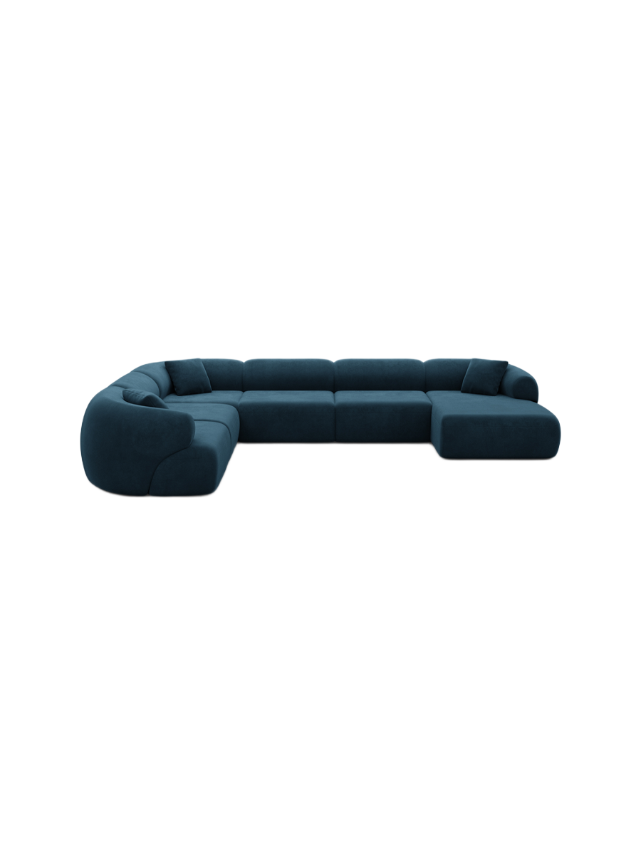 
7-Sitzer Design Panorama-Sofa „Astoria XXL“ mit Samtbezug - Samtbezug Königsblau / Lange Seite links
