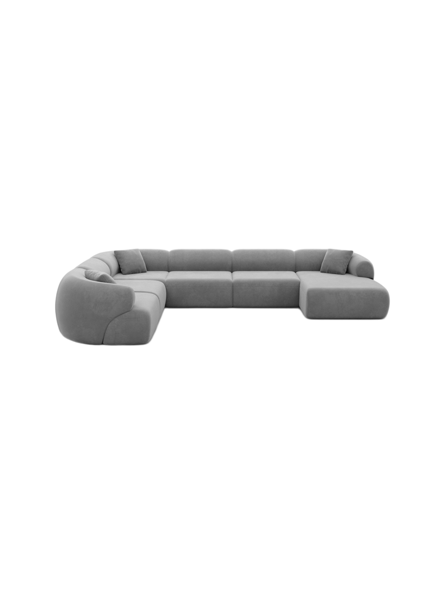 
7-Sitzer Design Panorama-Sofa „Astoria XXL“ mit Samtbezug - Samtbezug Königsblau / Lange Seite links