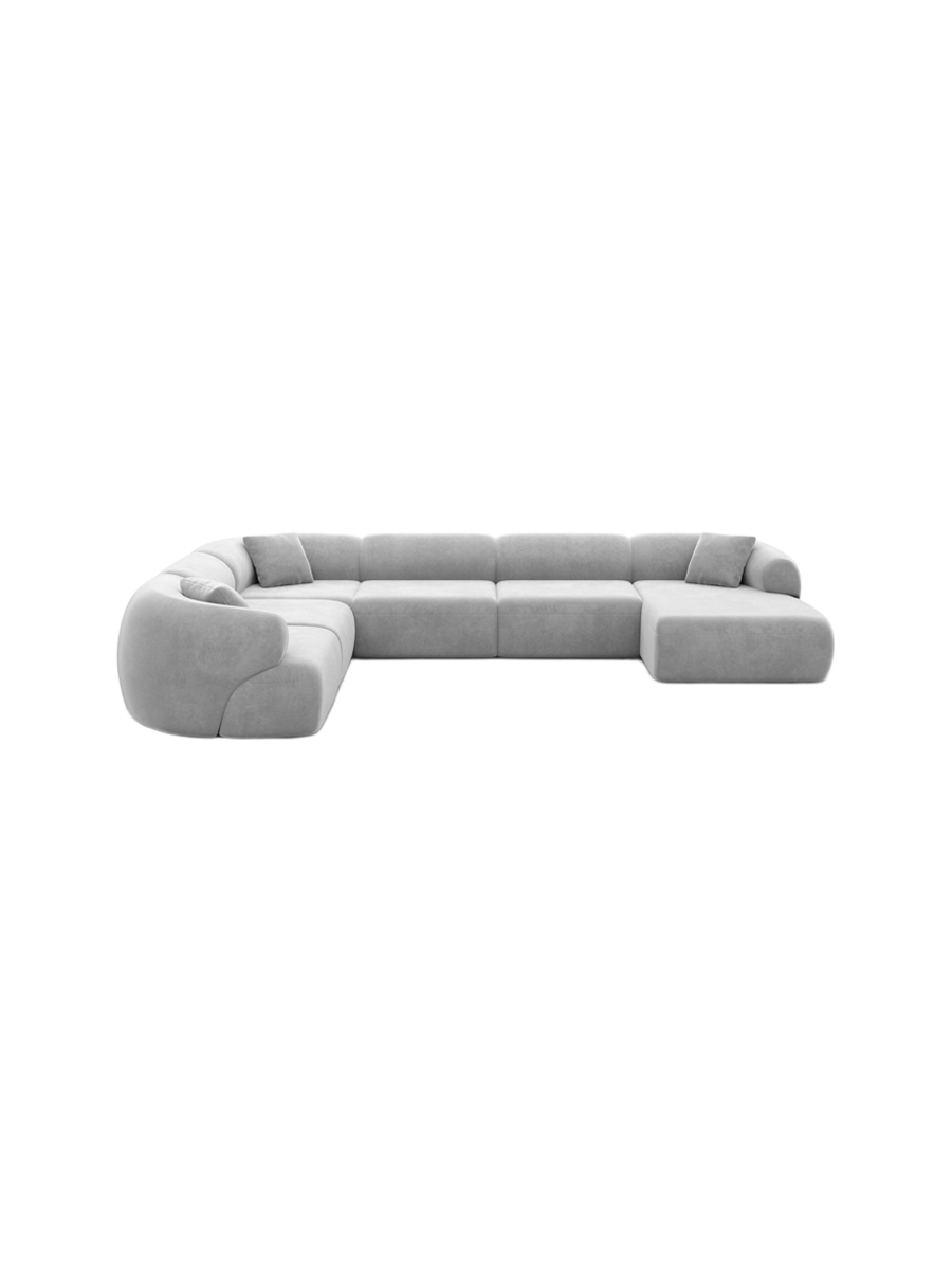 
7-Sitzer Design Panorama-Sofa „Astoria XXL“ mit Samtbezug - Samtbezug Königsblau / Lange Seite links