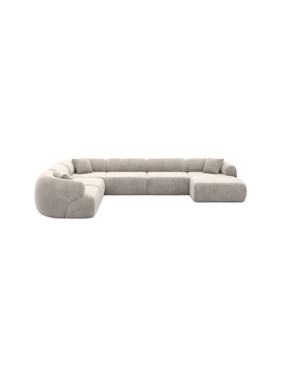 
7-Sitzer Design Panorama-Sofa „Astoria XXL“ mit Samtbezug - Samtbezug Königsblau / Lange Seite links