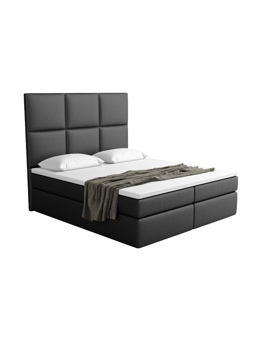 
Design Boxspringbett „Maravella“ mit Ablagefach, Kunstleder Schwarz - 140 x 200 cm