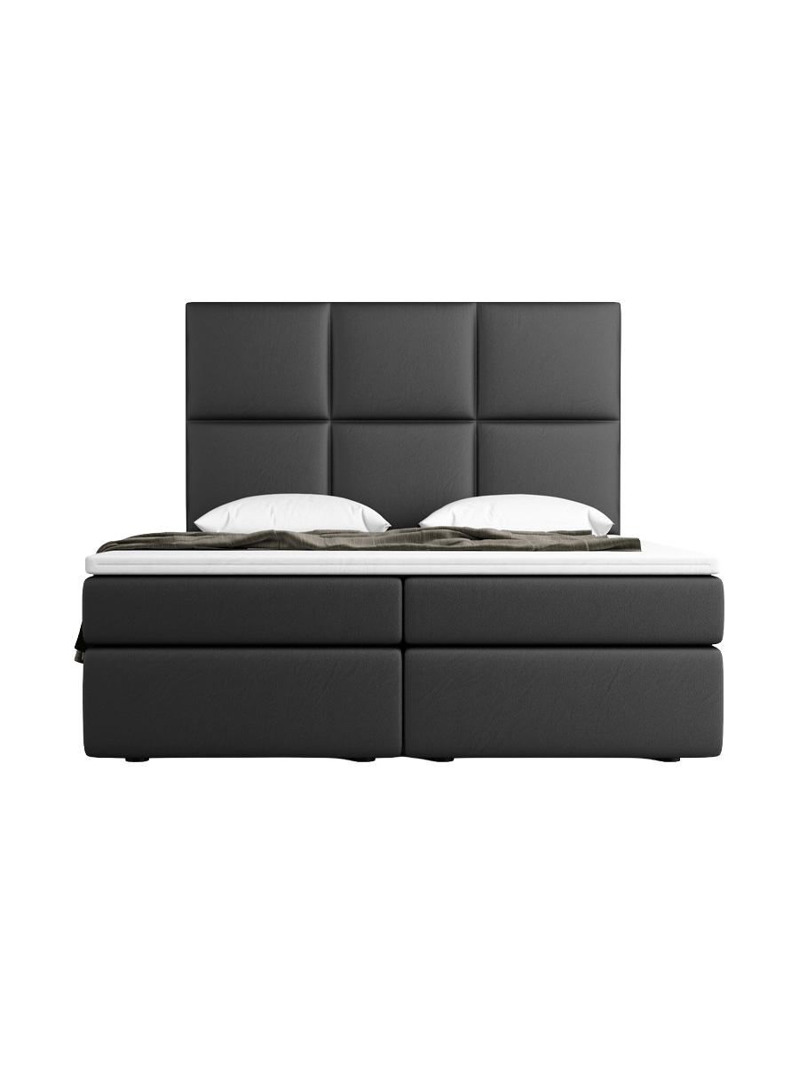 
Design Boxspringbett „Maravella“ mit Ablagefach, Kunstleder Schwarz - 140 x 200 cm
