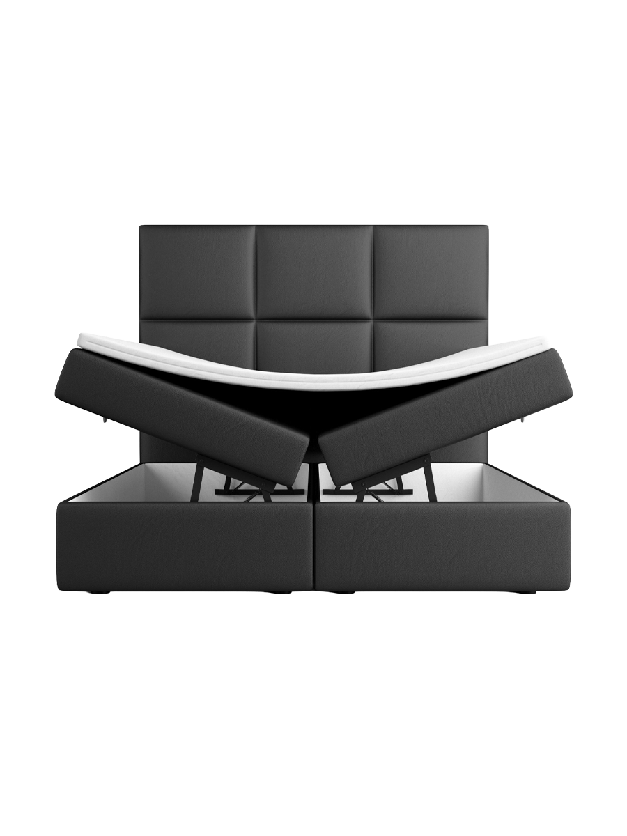 
Design Boxspringbett „Maravella“ mit Ablagefach, Kunstleder Schwarz - 140 x 200 cm