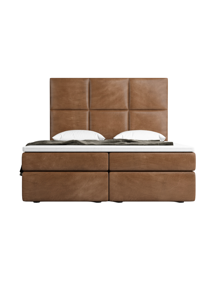 
Design Boxspringbett „Maravella“ mit Ablagefach, Kunstleder Choco Brown - 140 x 200 cm
