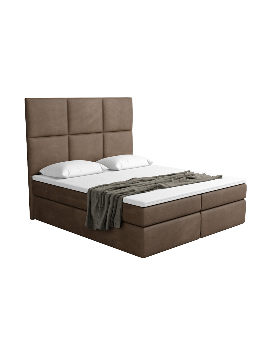 
Design Boxspringbett „Maravella“ mit Ablagefach, Kunstleder Dunkelbraun - 140 x 200 cm