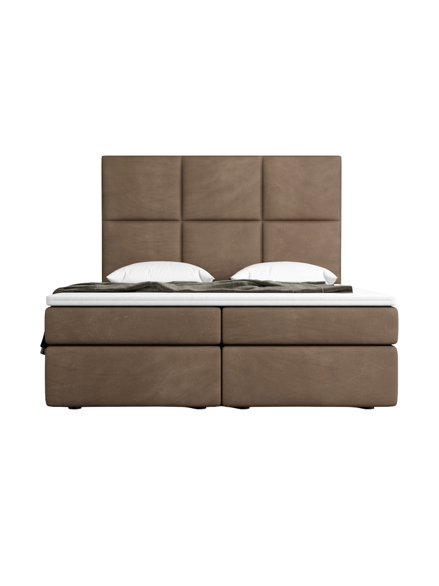 
Design Boxspringbett „Maravella“ mit Ablagefach, Kunstleder Dunkelbraun - 140 x 200 cm