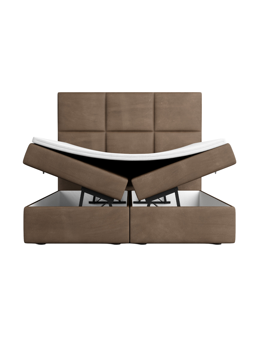 
Design Boxspringbett „Maravella“ mit Ablagefach, Kunstleder Dunkelbraun - 140 x 200 cm
