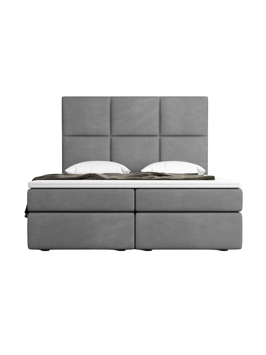 
Design Boxspringbett „Maravella“ mit Ablagefach, Kunstleder Grau - 140 x 200 cm