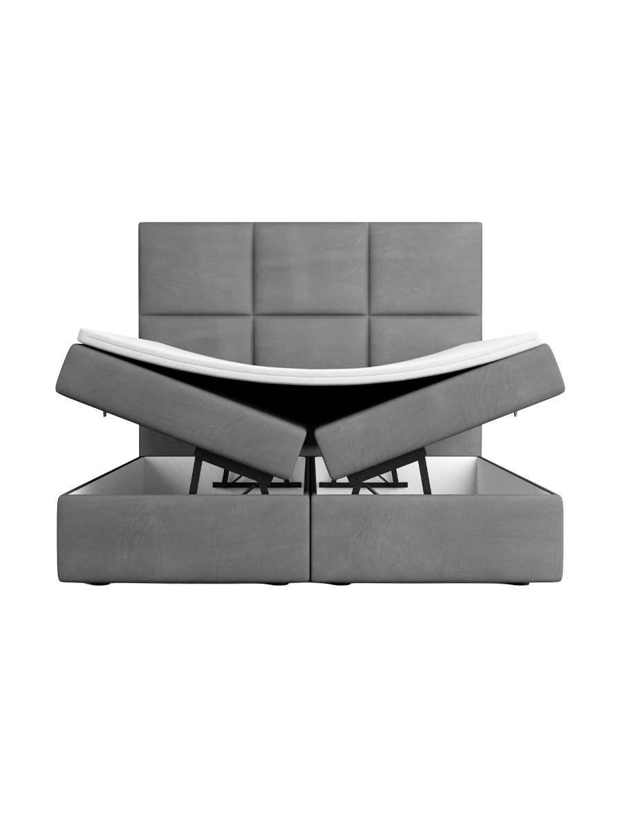 
Design Boxspringbett „Maravella“ mit Ablagefach, Kunstleder Grau - 140 x 200 cm