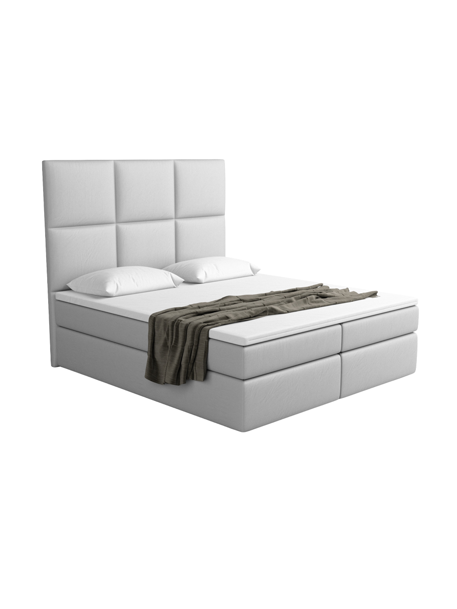 
Design Boxspringbett „Maravella“ mit Ablagefach, Kunstleder Hellgrau - 140 x 200 cm