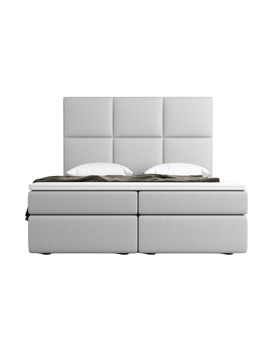 
Design Boxspringbett „Maravella“ mit Ablagefach, Kunstleder Hellgrau - 140 x 200 cm