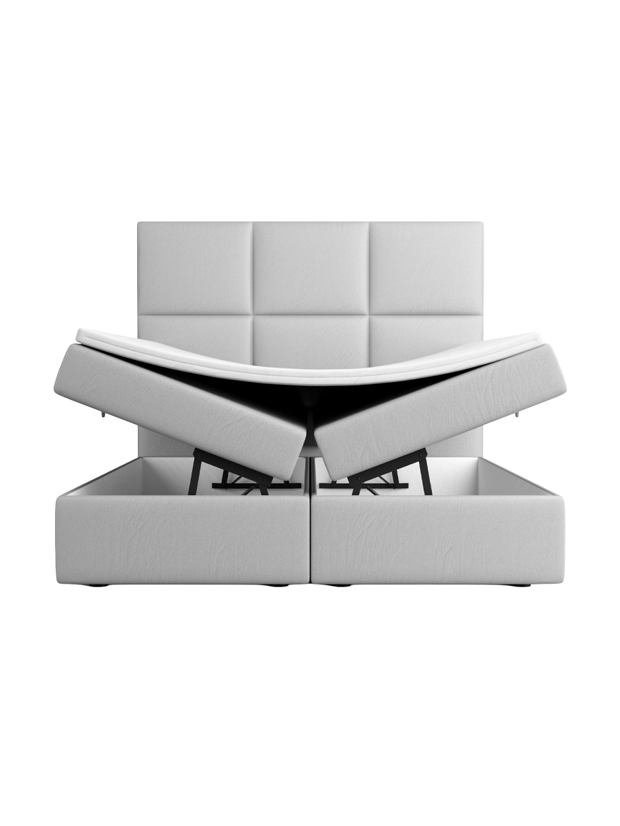 
Design Boxspringbett „Maravella“ mit Ablagefach, Kunstleder Hellgrau - 140 x 200 cm