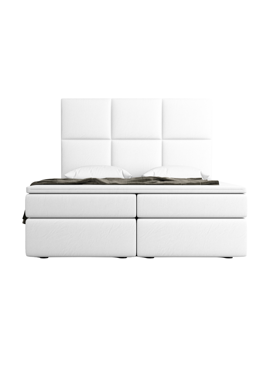 
Design Boxspringbett „Maravella“ mit Ablagefach, Kunstleder Weiss - 140 x 200 cm