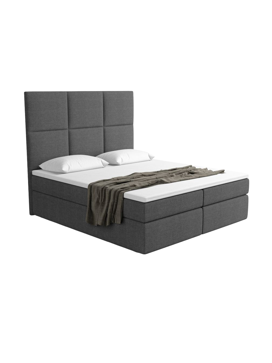 
Designer box spring bed “Maravella” with storage compartment, anthracite woven fabric - 140 x 200 cm
