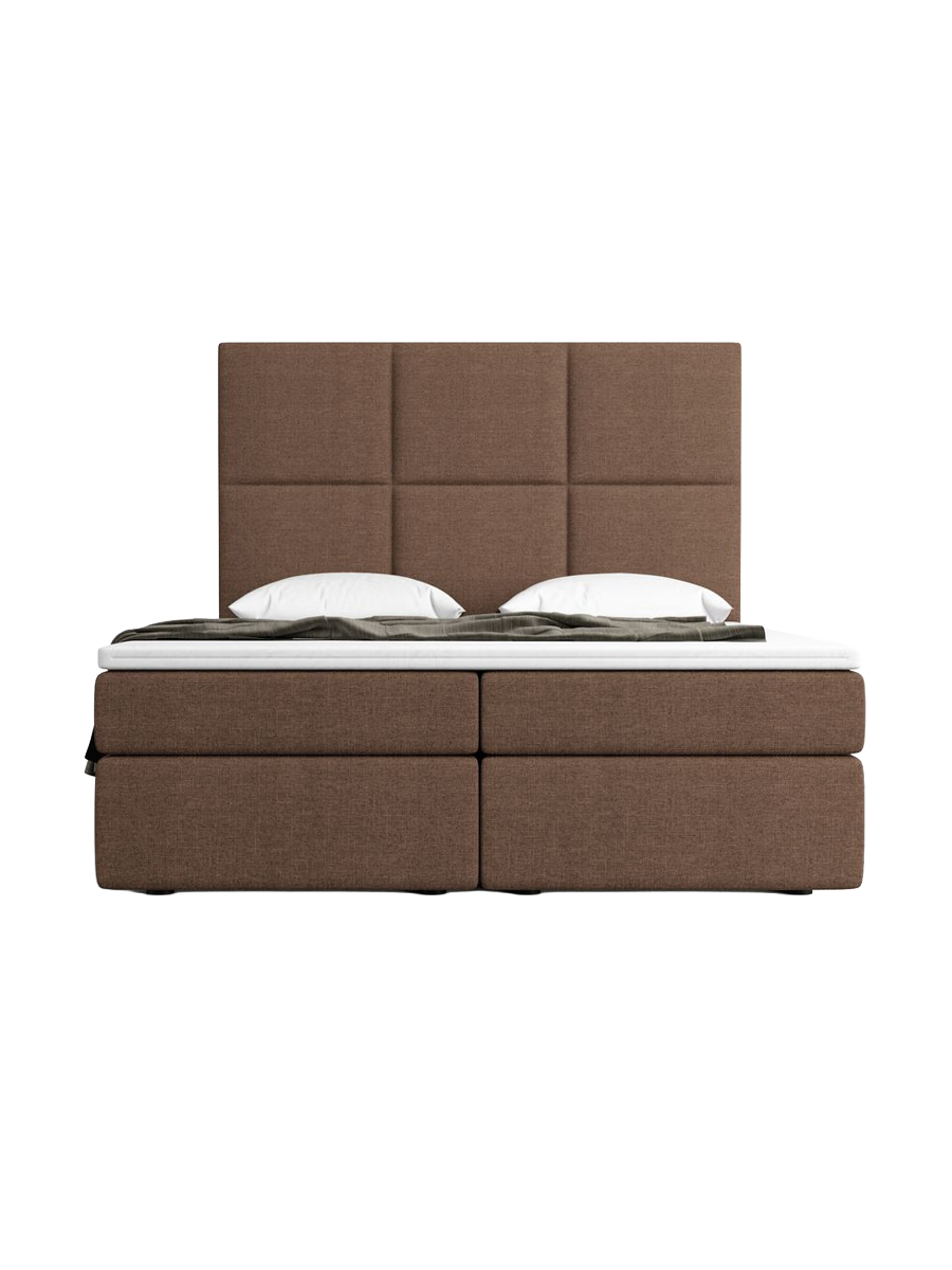 
Designer box spring bed “Maravella” with storage compartment, brown woven fabric - 140 x 200 cm