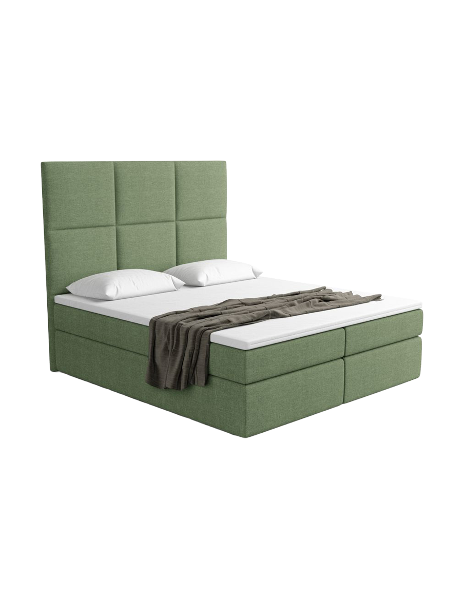 
Designer box spring bed “Maravella” with storage compartment, green woven fabric - 140 x 200 cm