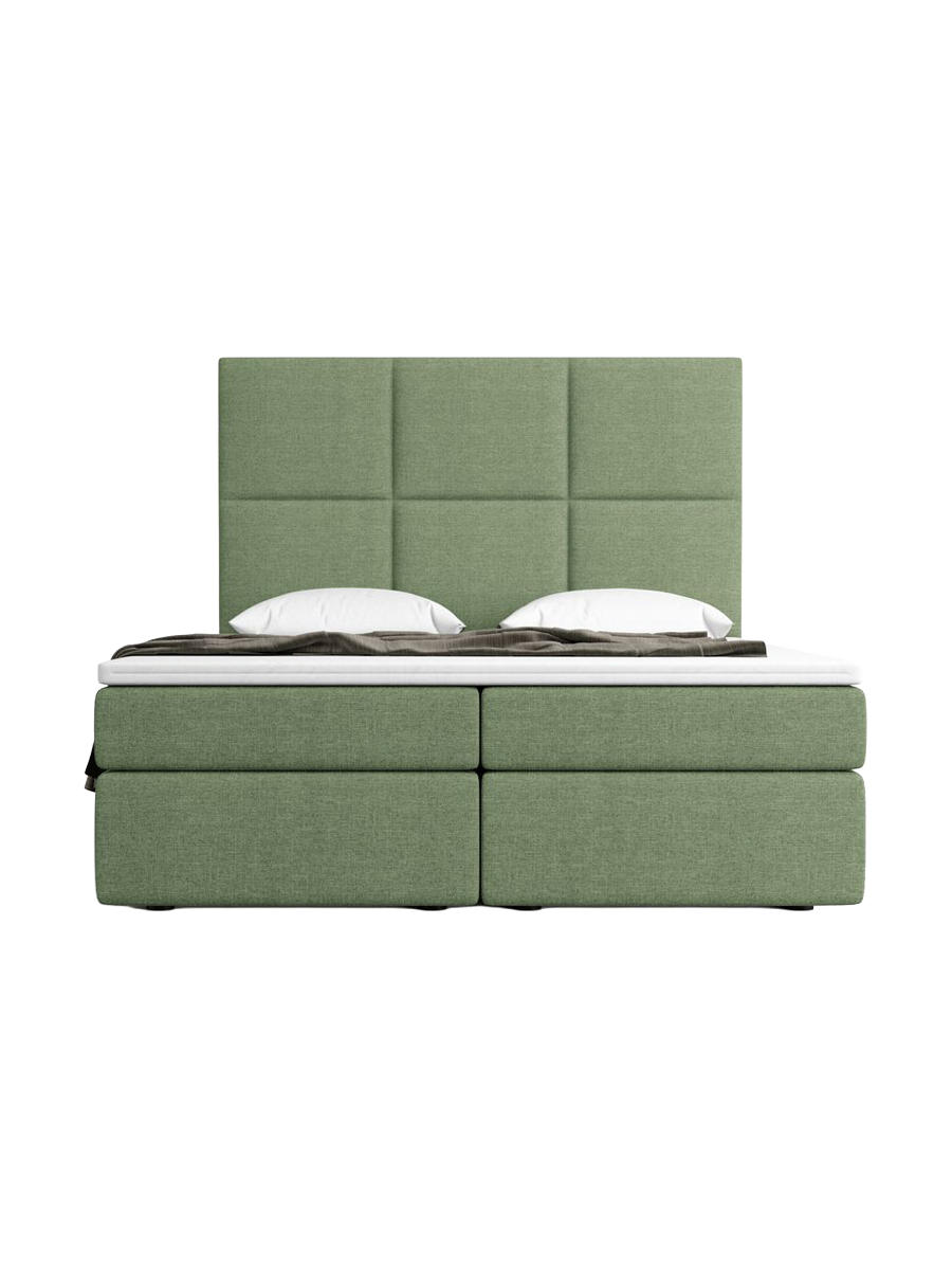 
Designer box spring bed “Maravella” with storage compartment, green woven fabric - 140 x 200 cm