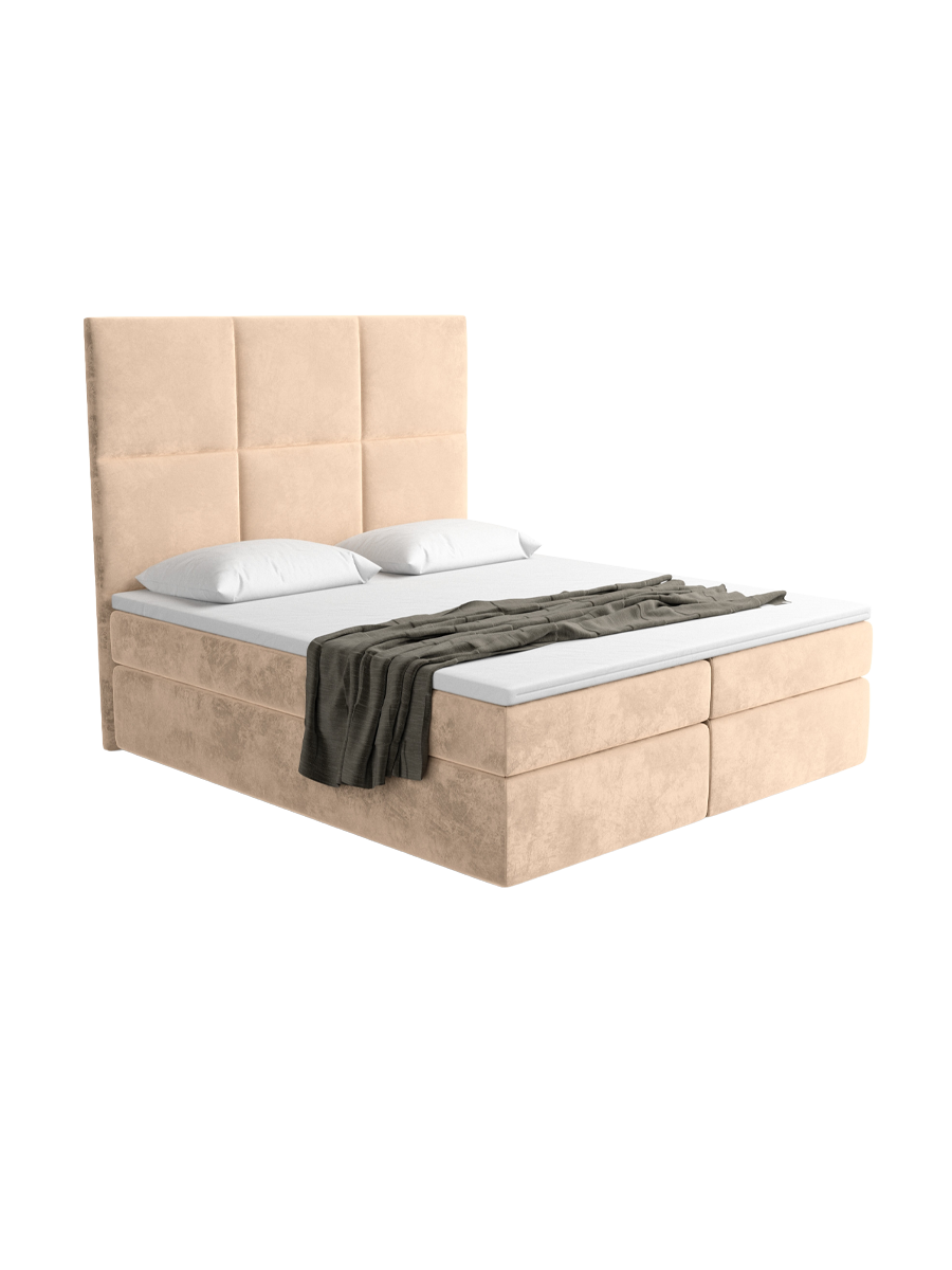 
Design Boxspringbett „Maravella“ mit Ablagefach, Samt Beige - 140 x 200 cm
