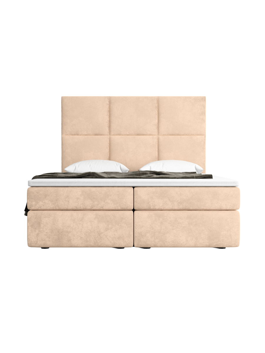 
Design Boxspringbett „Maravella“ mit Ablagefach, Samt Beige - 140 x 200 cm