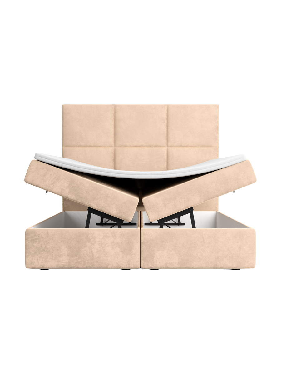 
Design Boxspringbett „Maravella“ mit Ablagefach, Samt Beige - 140 x 200 cm