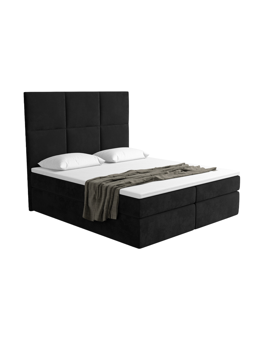 
Design Boxspringbett „Maravella“ mit Ablagefach, Samt Schwarz - 140 x 200 cm