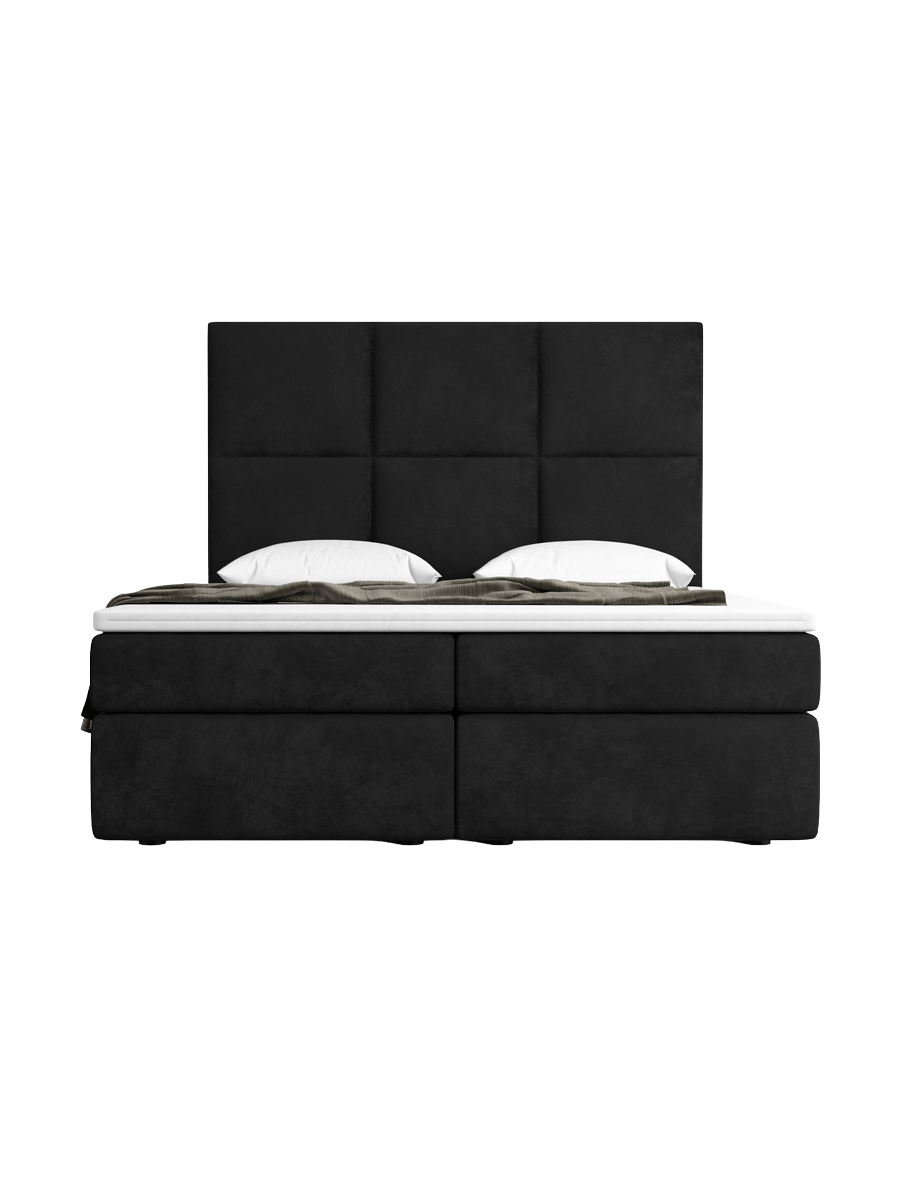 
Design Boxspringbett „Maravella“ mit Ablagefach, Samt Schwarz - 140 x 200 cm