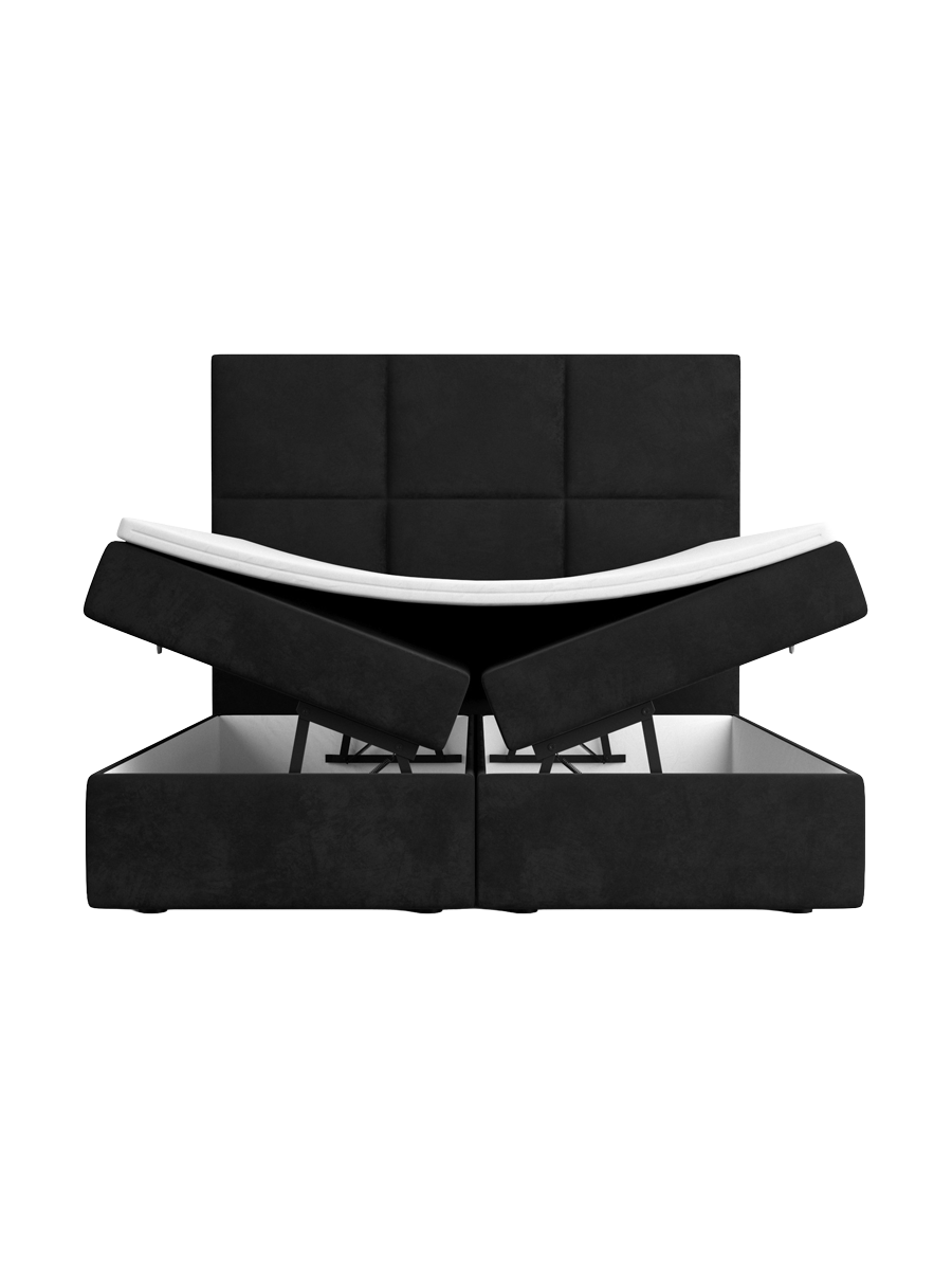
Design Boxspringbett „Maravella“ mit Ablagefach, Samt Schwarz - 140 x 200 cm