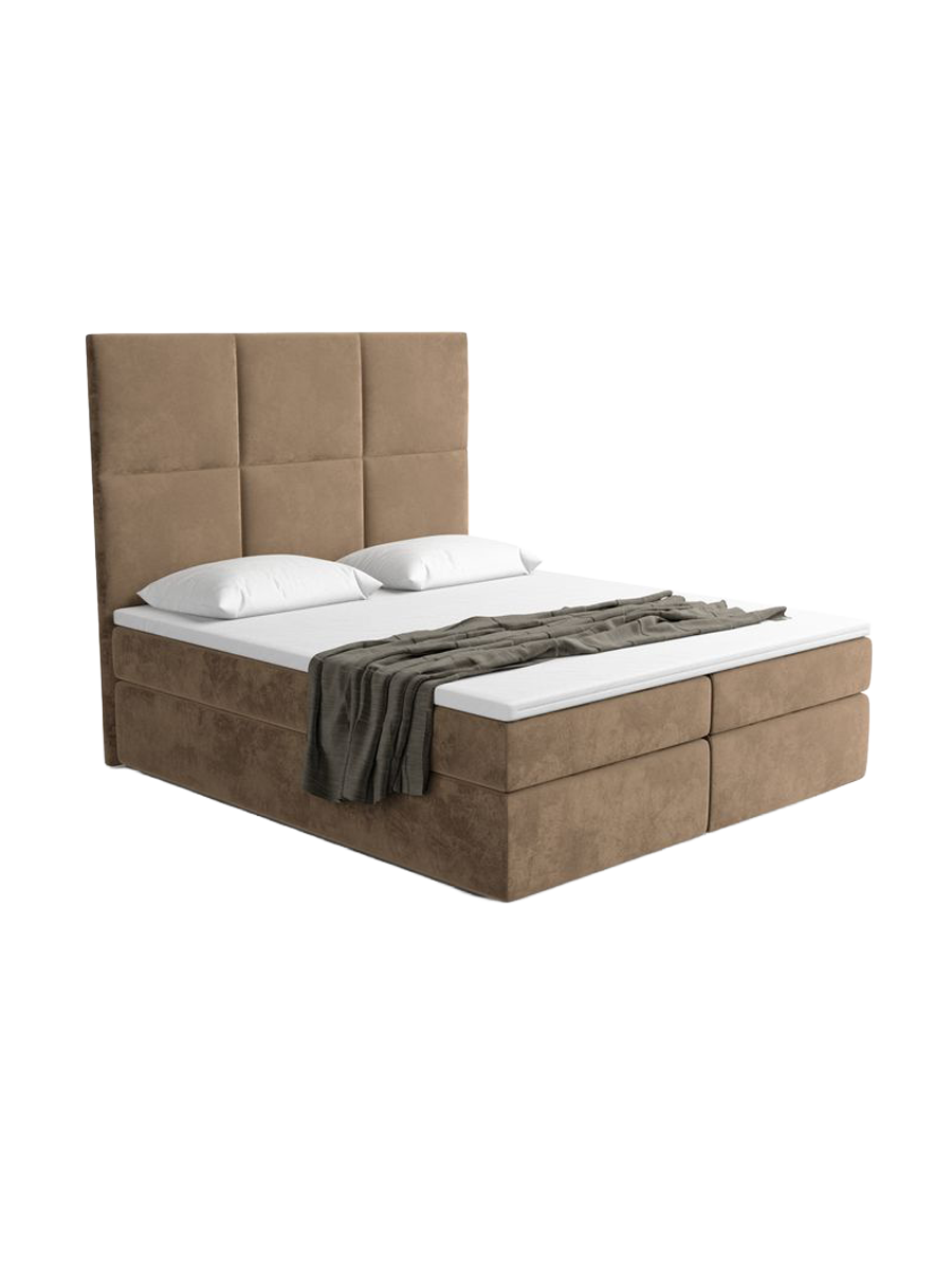
Design Boxspringbett „Maravella“ mit Ablagefach, Samt Braun - 140 x 200 cm