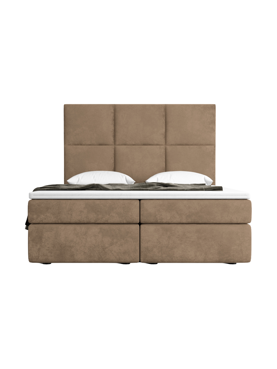 
Design Boxspringbett „Maravella“ mit Ablagefach, Samt Braun - 140 x 200 cm