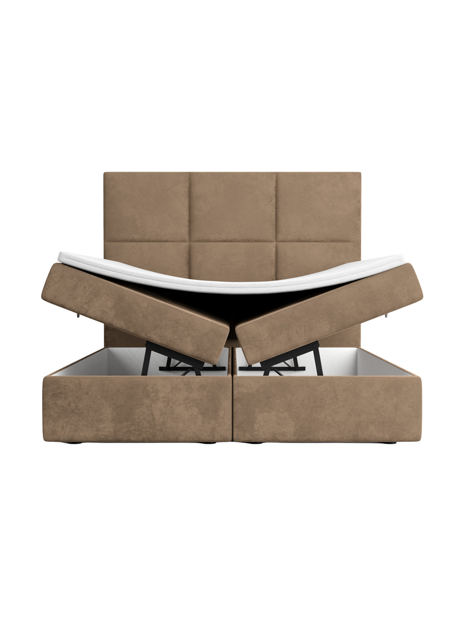 
Design Boxspringbett „Maravella“ mit Ablagefach, Samt Braun - 140 x 200 cm