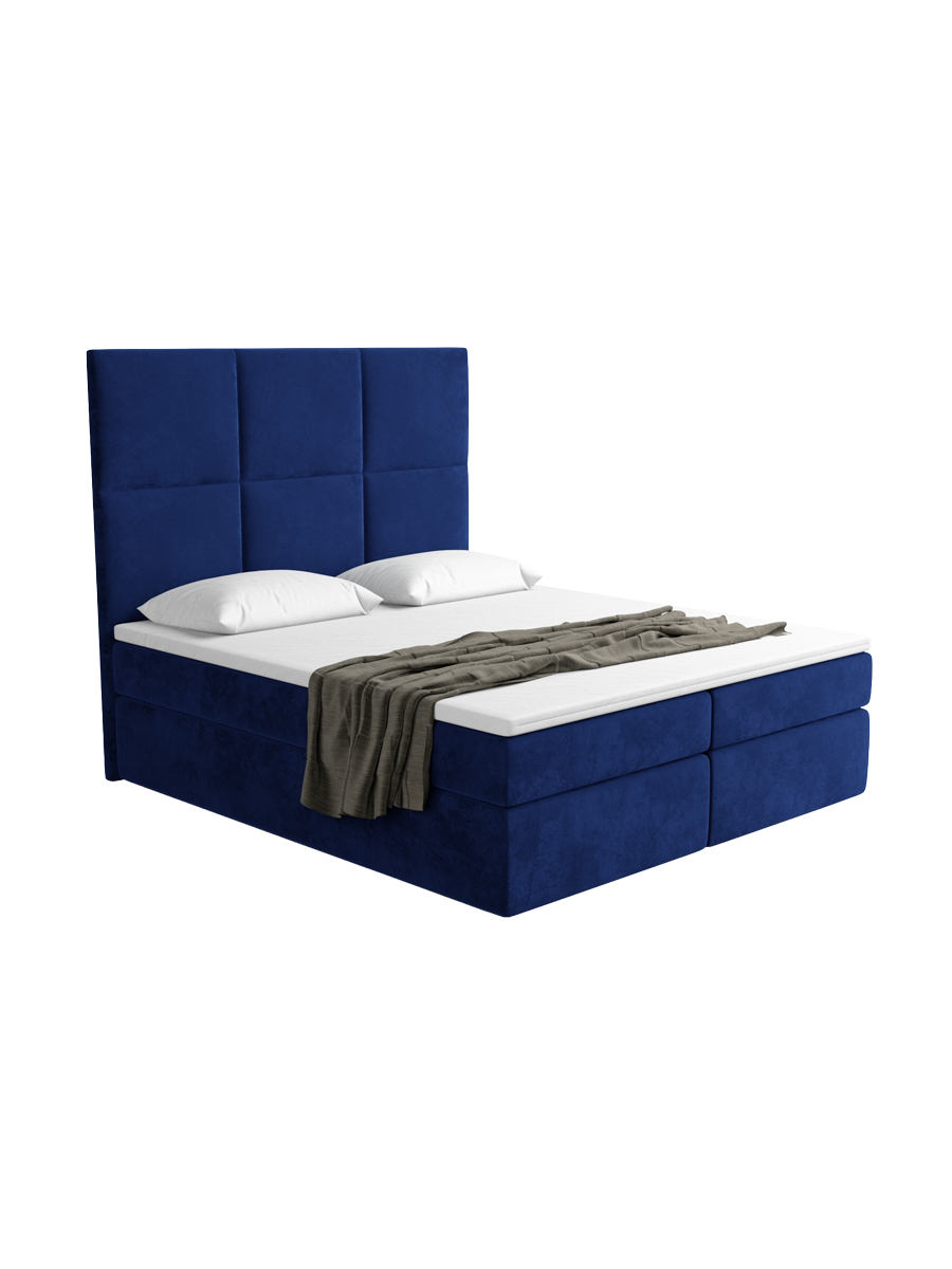 
Design Boxspringbett „Maravella“ mit Ablagefach, Samt Blau - 140 x 200 cm