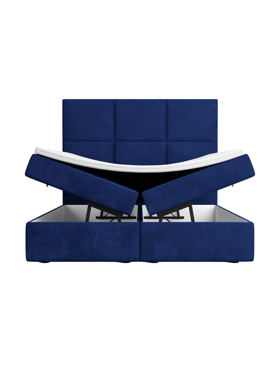 
Design Boxspringbett „Maravella“ mit Ablagefach, Samt Blau - 140 x 200 cm