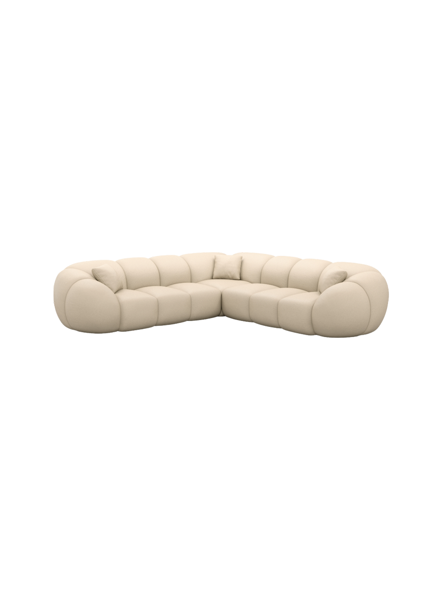 
5-Sitzer Design Echtleder Ecksofa „Azura“ - Echtleder Beige