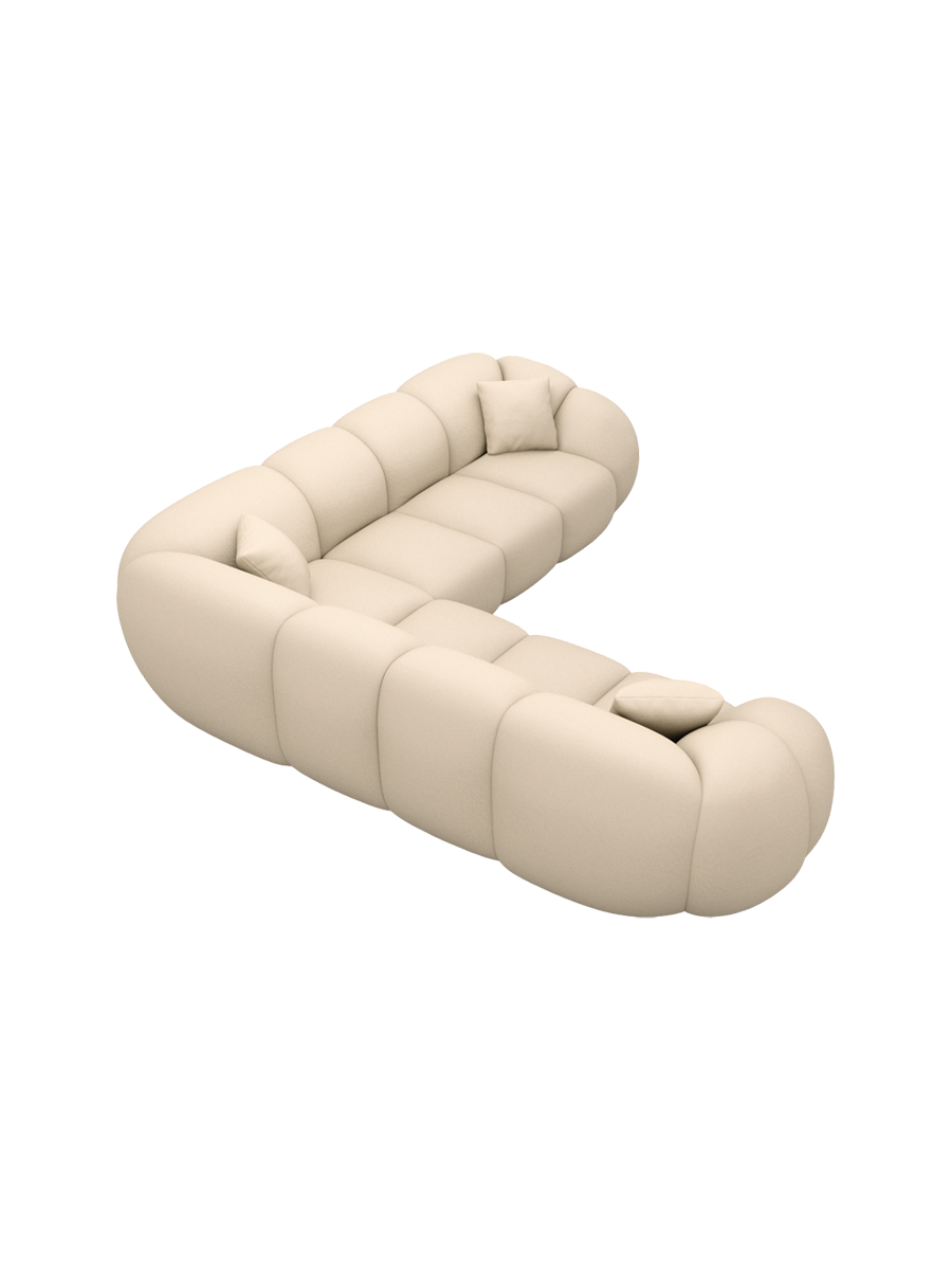 
5-Sitzer Design Echtleder Ecksofa „Azura“ - Echtleder Beige