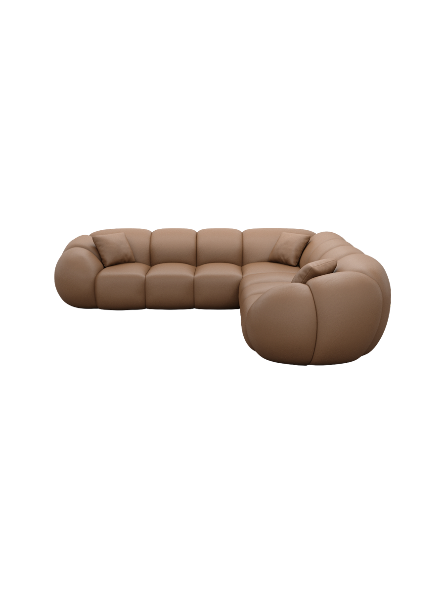 
5-Sitzer Design Echtleder Ecksofa „Azura“ - Echtleder Beige