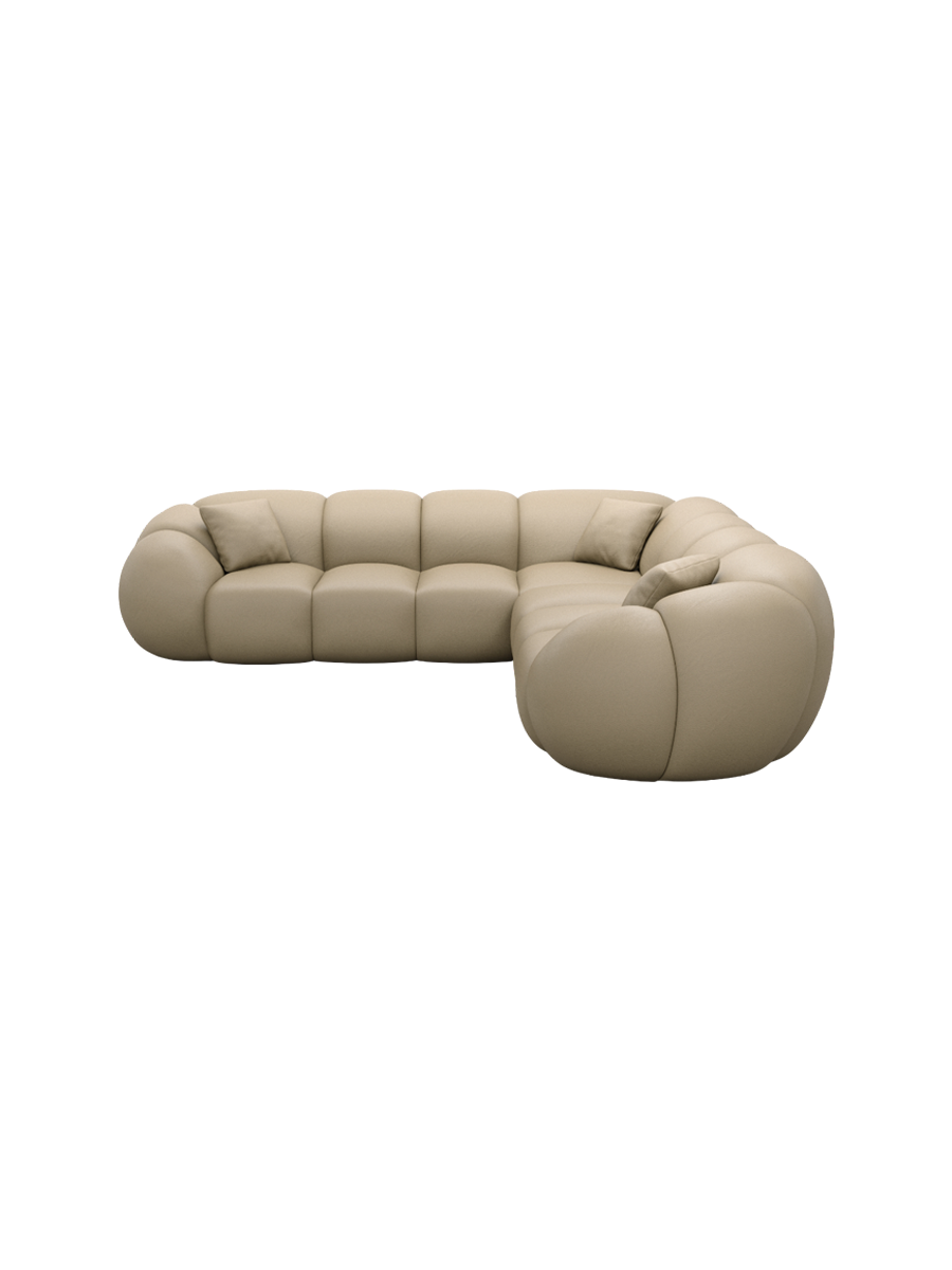 
5-Sitzer Design Echtleder Ecksofa „Azura“ - Echtleder Beige