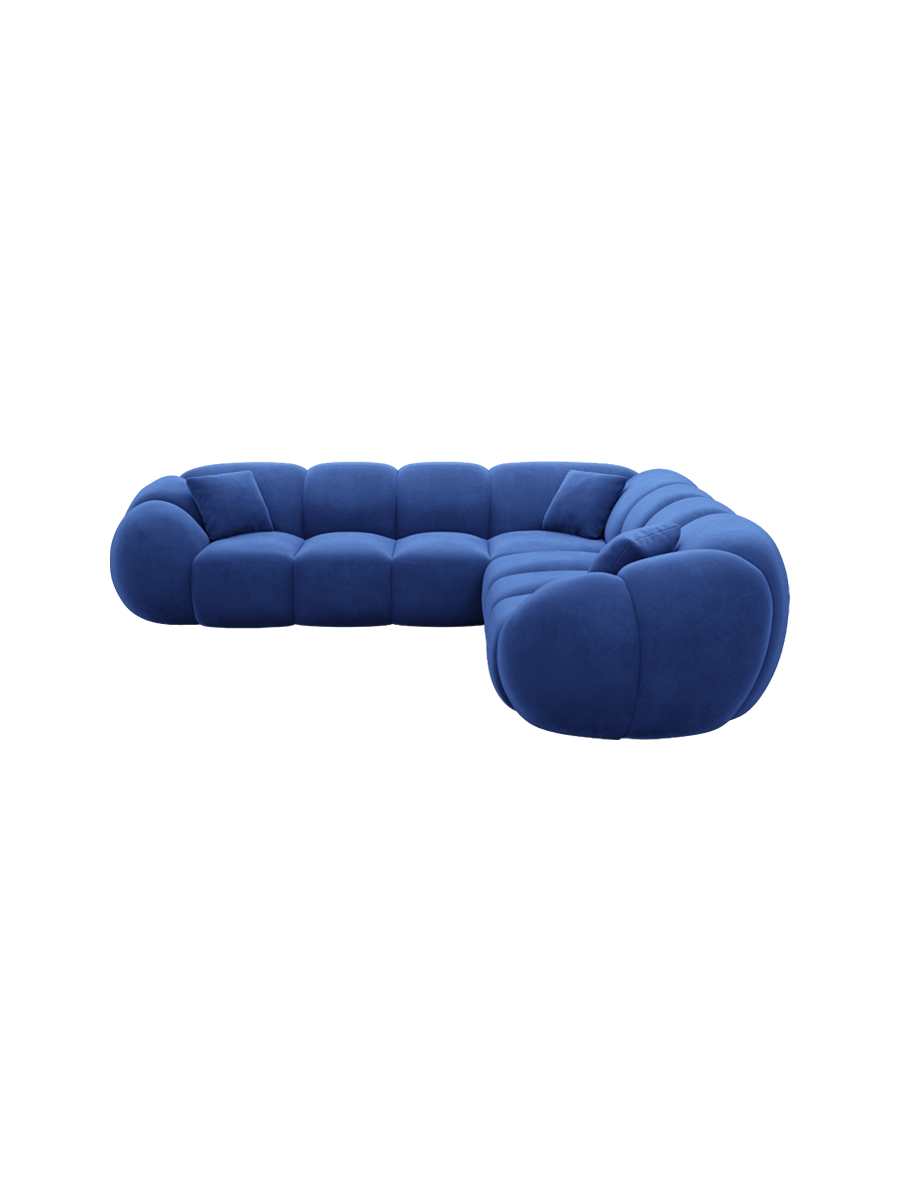 
5-Sitzer Design Ecksofa „Azura“ mit Samtbezug - Samtbezug Königsblau