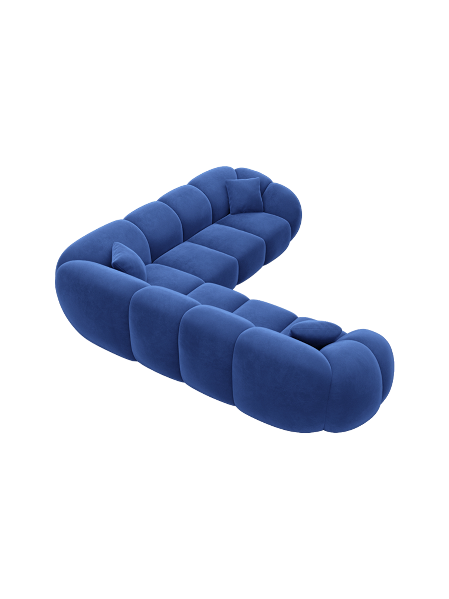 
5-Sitzer Design Ecksofa „Azura“ mit Samtbezug - Samtbezug Königsblau