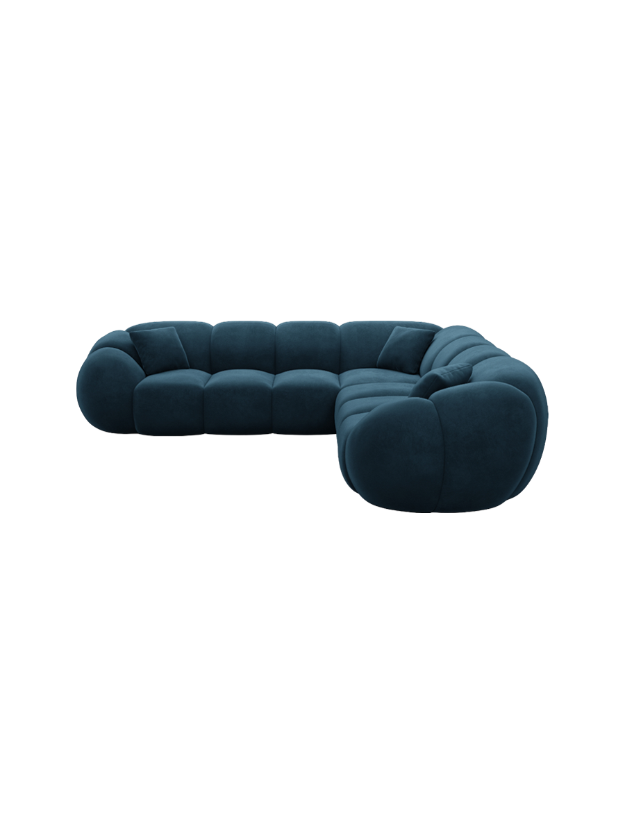 
5-Sitzer Design Ecksofa „Azura“ mit Samtbezug - Samtbezug Königsblau