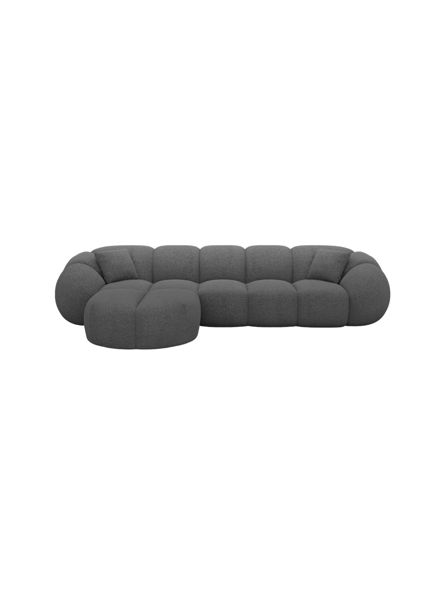 
4-Sitzer Design Ecksofa „Azura“ mit Bouclé-Bezug - Bouclé Graphit / Eckteil links