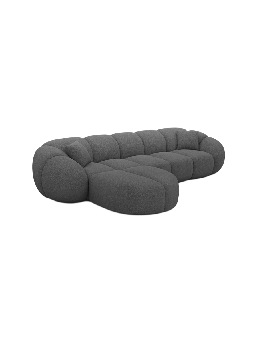 
4-Sitzer Design Ecksofa „Azura“ mit Bouclé-Bezug - Bouclé Graphit / Eckteil links