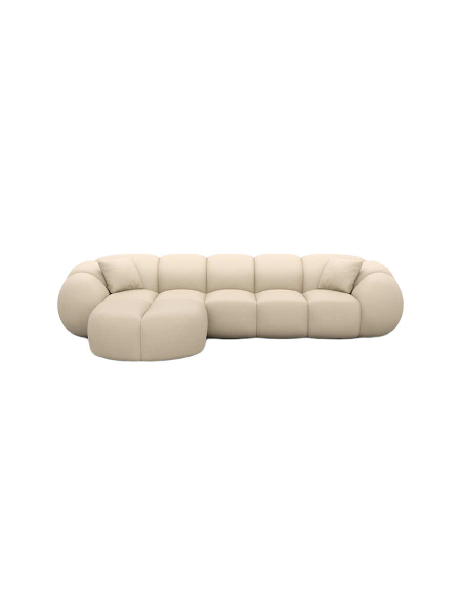 
4-Sitzer Design Echtleder Ecksofa „Azura“ - Echtleder Beige / Eckteil links