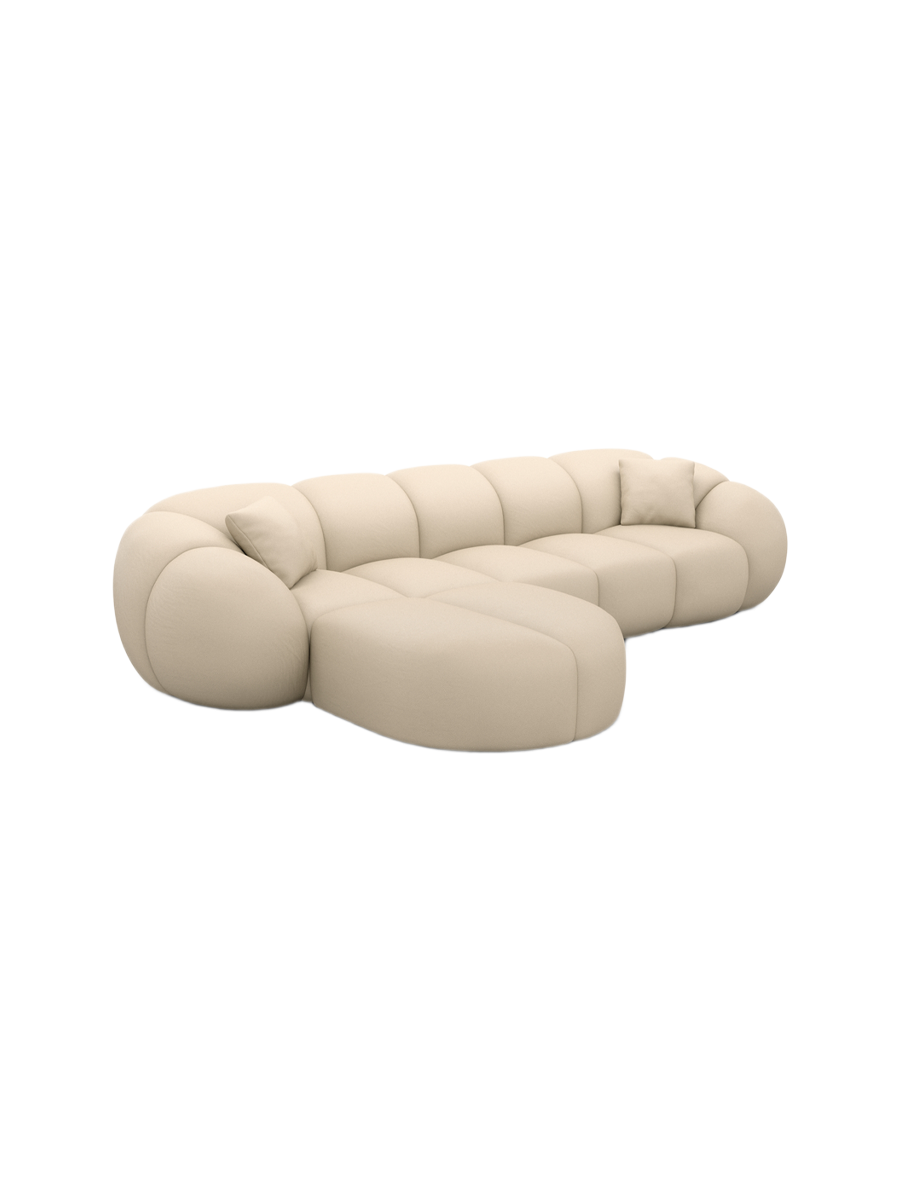 
4-Sitzer Design Echtleder Ecksofa „Azura“ - Echtleder Beige / Eckteil links