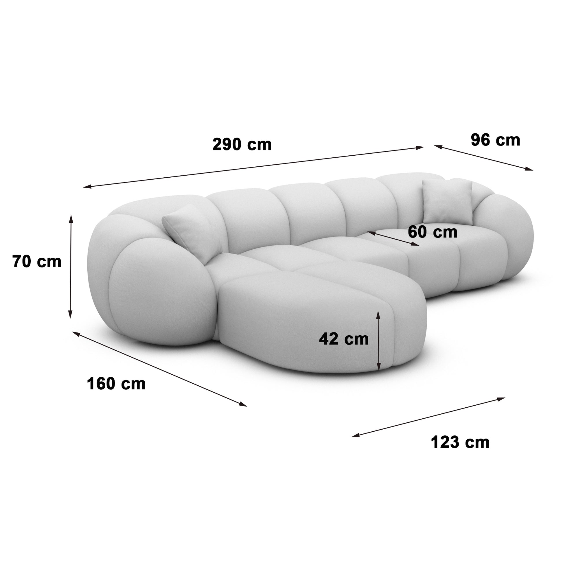 
4-Sitzer Design Echtleder Ecksofa „Azura“ - Echtleder Beige / Eckteil links