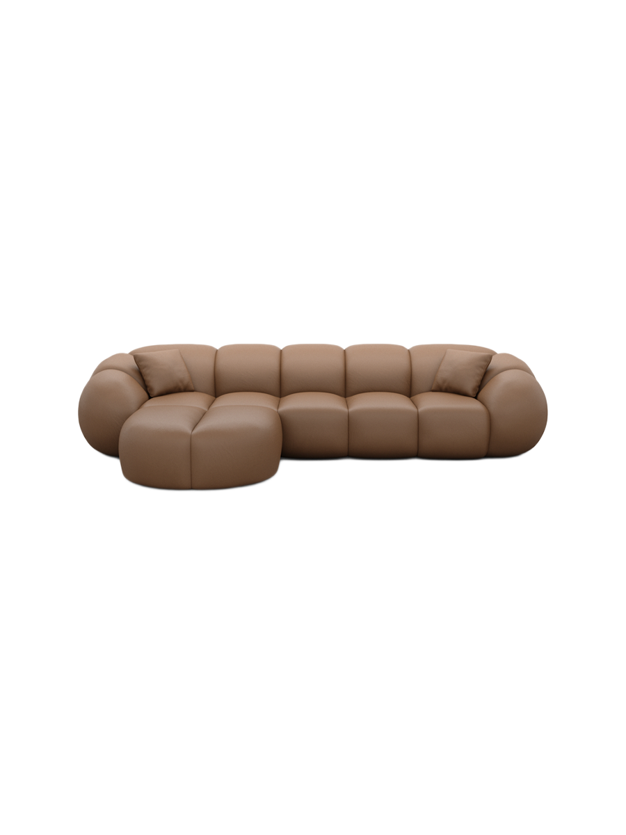 
4-Sitzer Design Echtleder Ecksofa „Azura“ - Echtleder Beige / Eckteil links